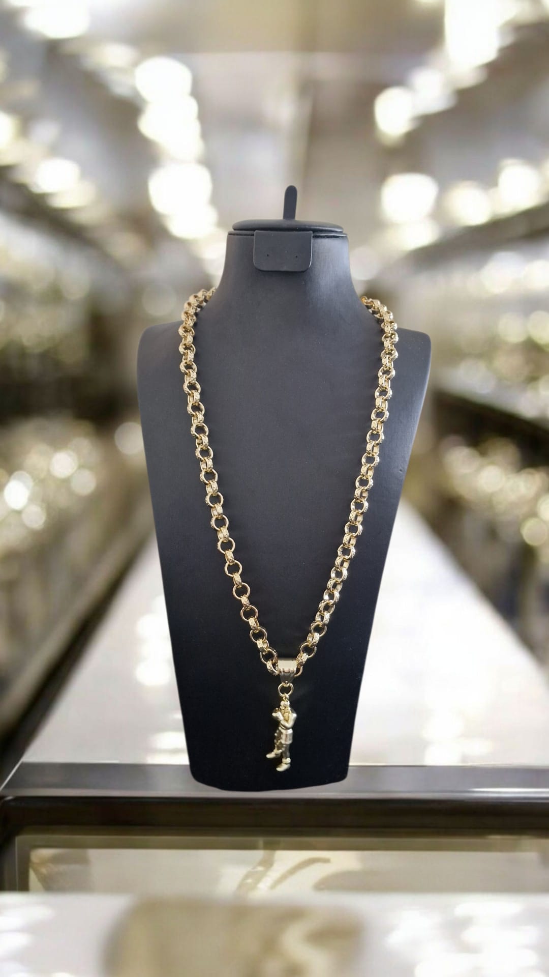 24" Gold Plated Belcher Chain & Boxer Pendant (9mm)