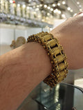 Gold Plated Bike/motorbike Chain Style Bracelet Tarnish resistant Bling