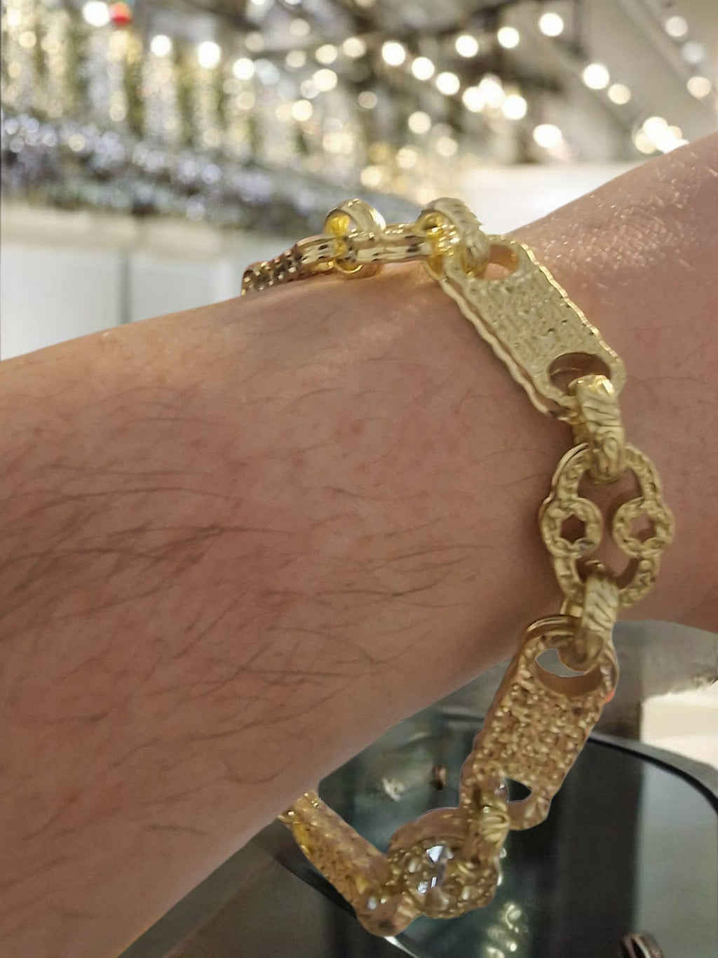9" (10MM) Gold Plated Stars & Bars Bracelet