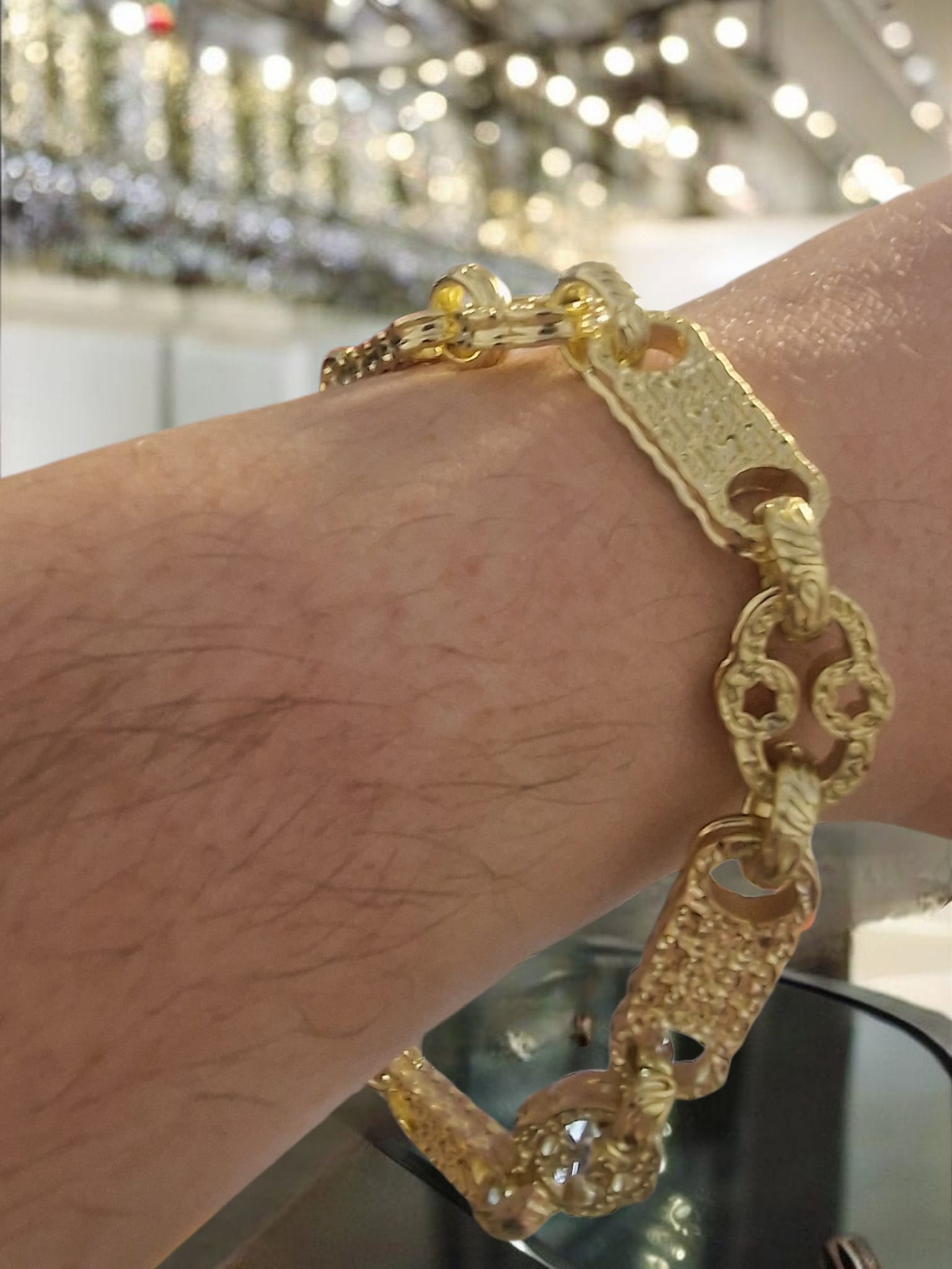 9" (10MM) Gold Plated Stars & Bars Bracelet