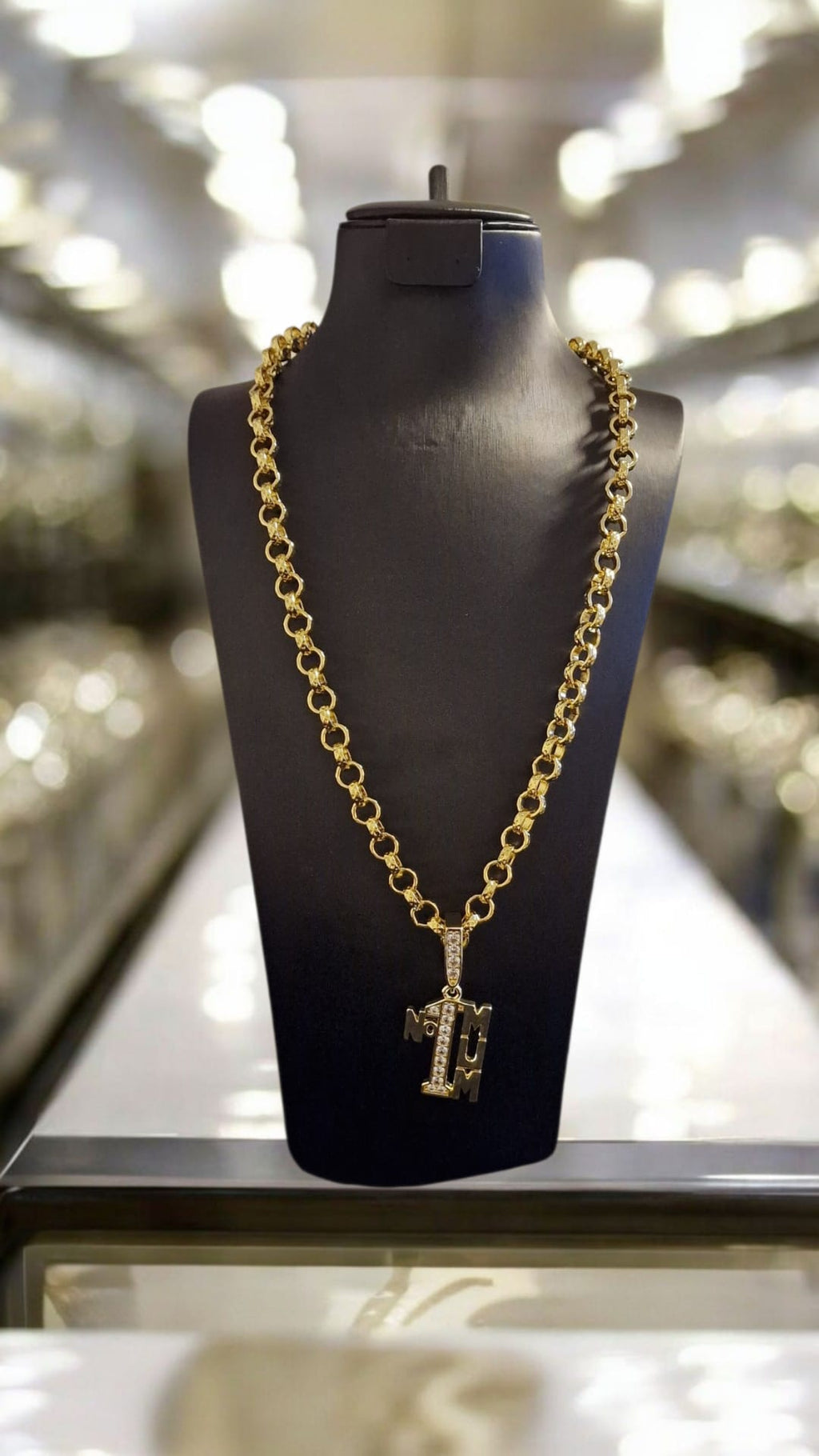 Gold Plated Number 1 Mum Pendant And 24" (9mm) Belcher Chain