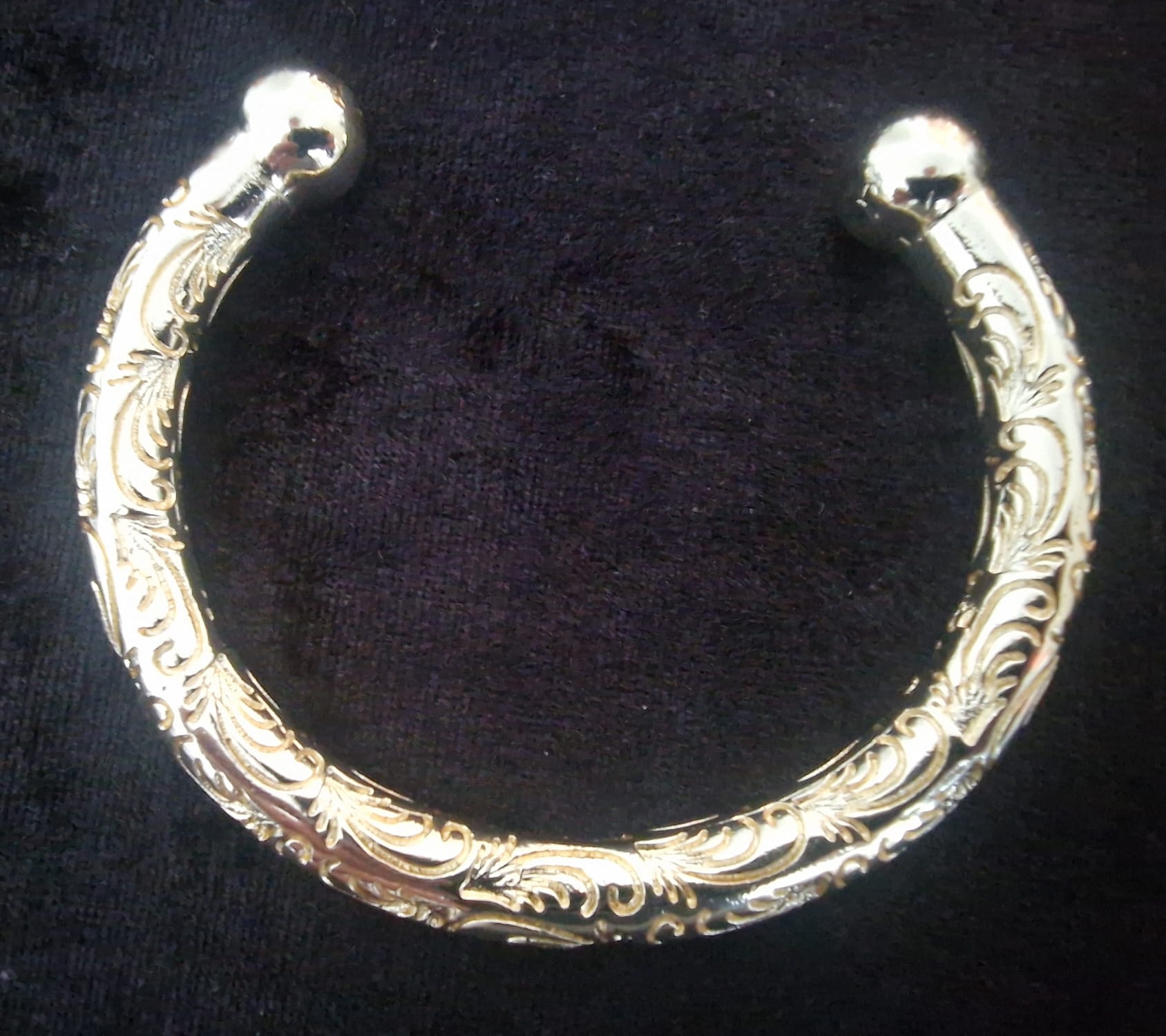 Gold Plated Torque Bangle | Solid & Heavy with Intricate Engraved Design