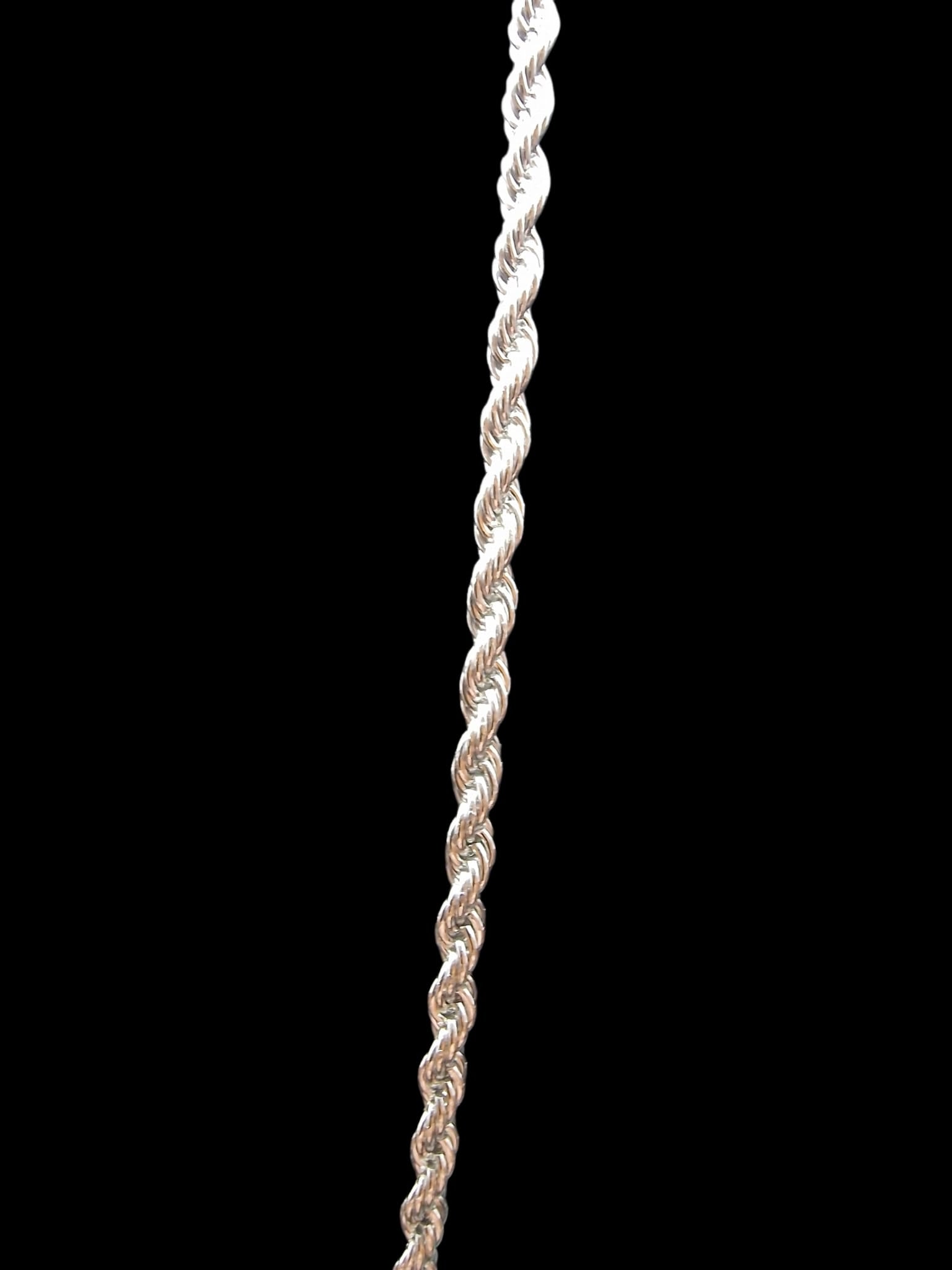 24" (3mm) Silver Plated Rope Chain & Iced Out Boxing Gloves Pendant Romany Bling