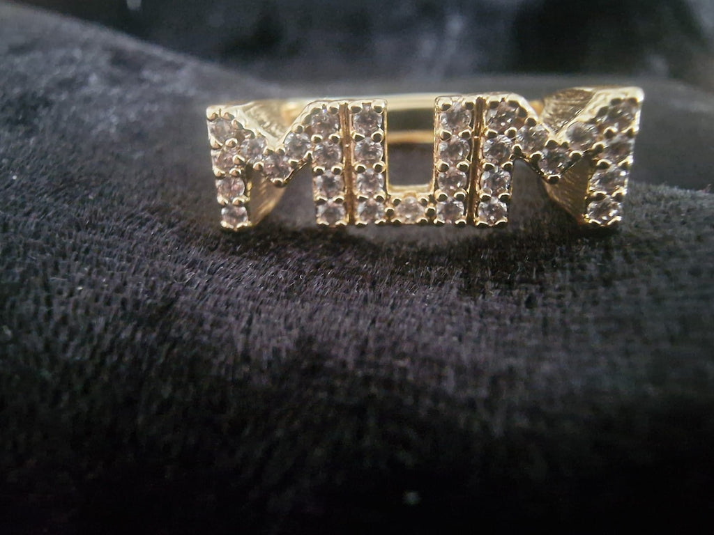 Gold Plated Mum Ring (Stones Encrusted) Adjustable Size