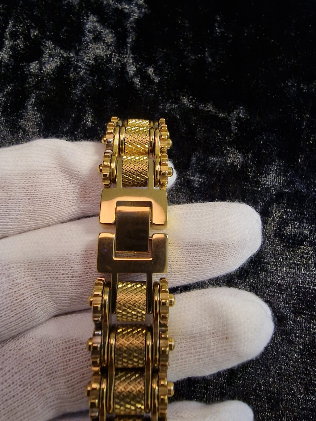 Gold Plated Bike/motorbike Chain Style Bracelet Tarnish resistant Bling