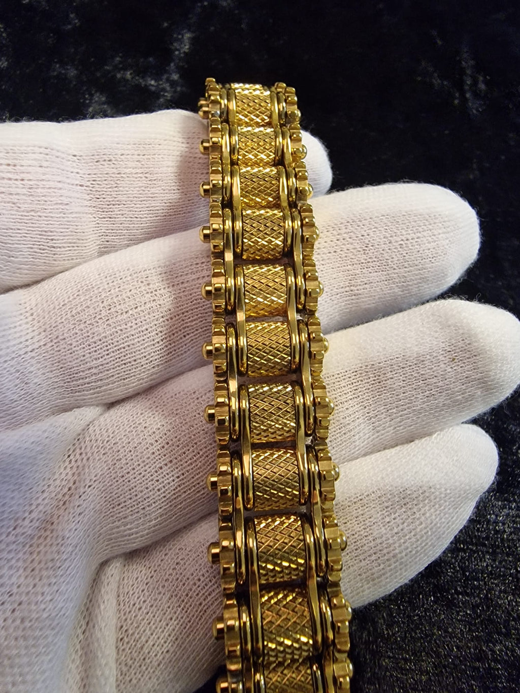 Gold Plated Bike/motorbike Chain Style Bracelet Tarnish resistant Bling