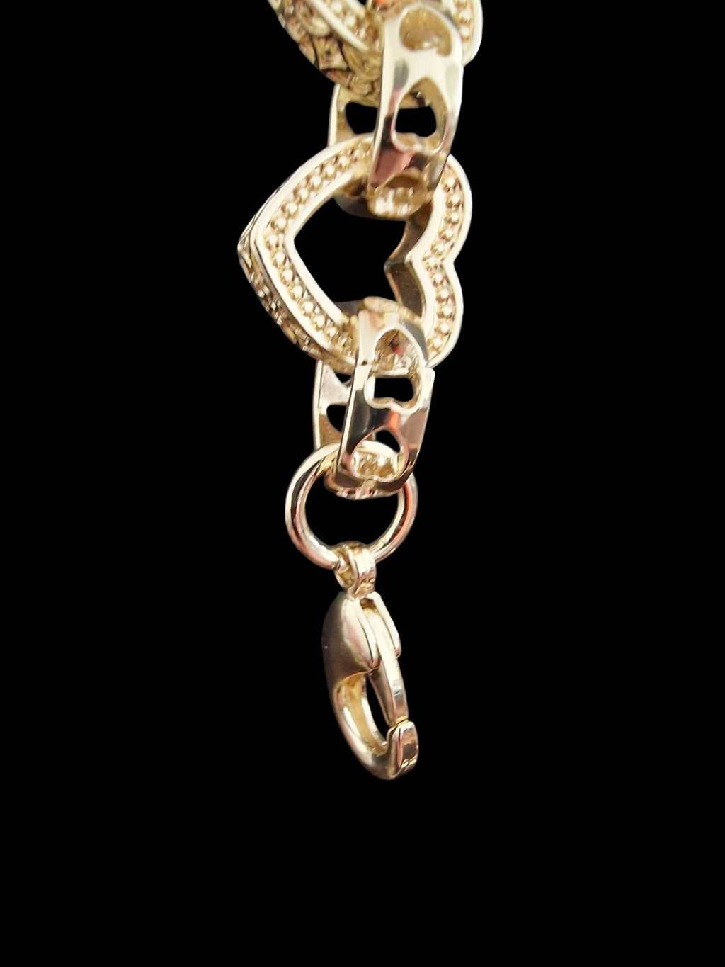 XXL Gold Plated 25" Heart Link Belcher Chain & 8" Bracelet Set – 15mm
