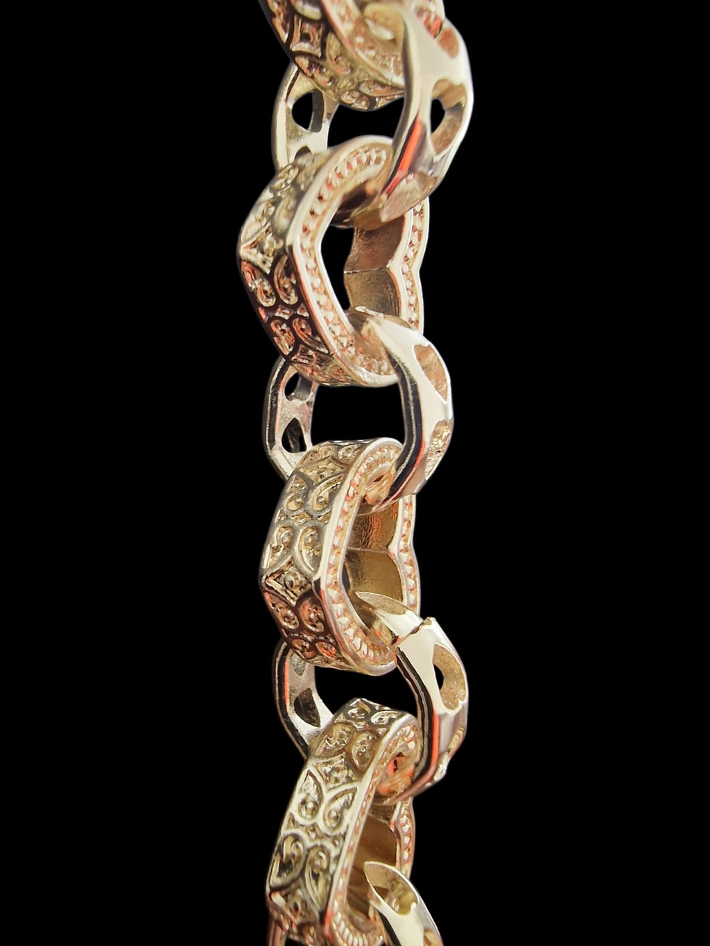 XXL Gold Plated 25" Heart Link Belcher Chain & 8" Bracelet Set – 15mm