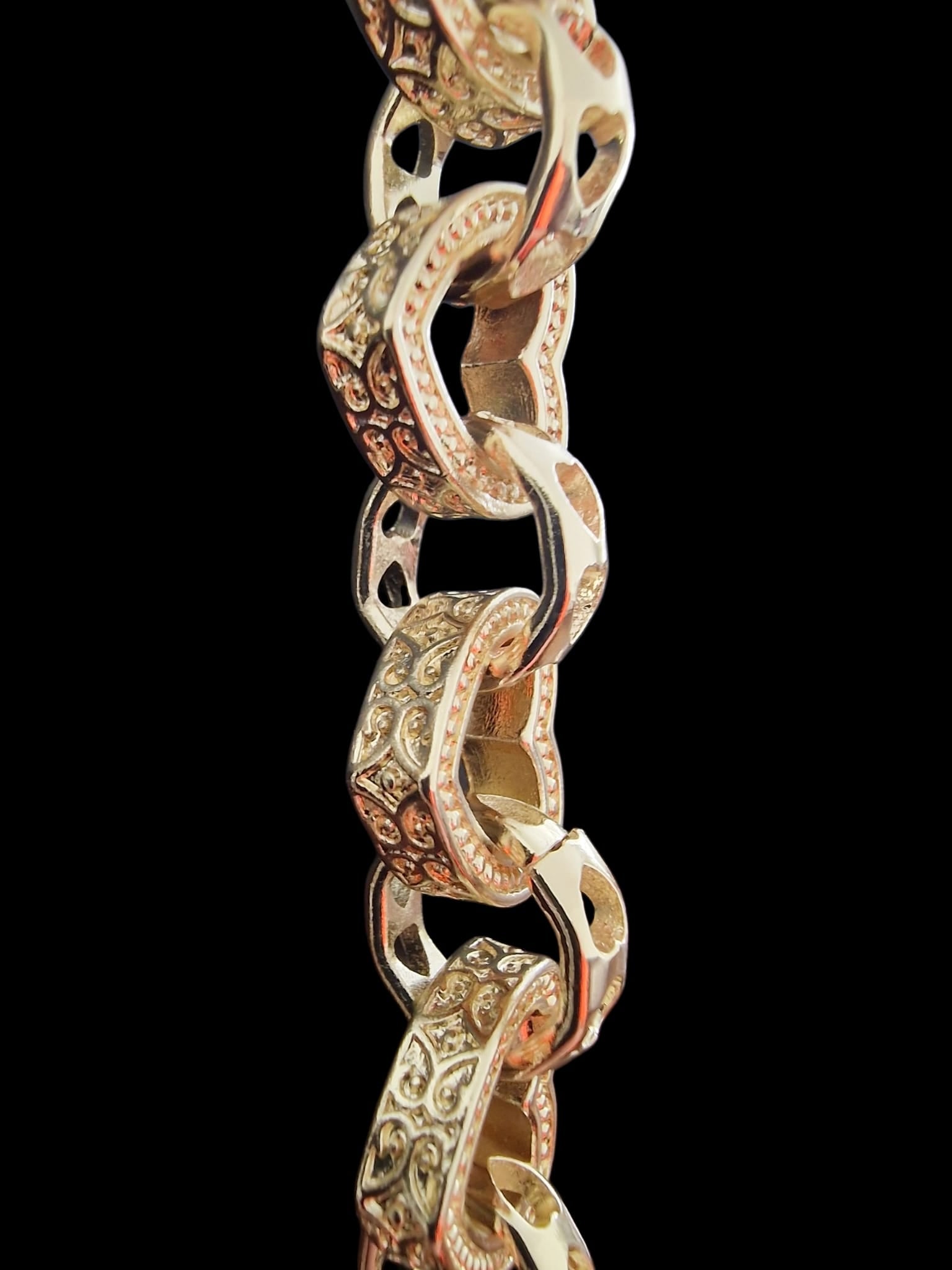 XXL Gold Plated 25" Heart Link Belcher Chain & 8" Bracelet Set – 15mm