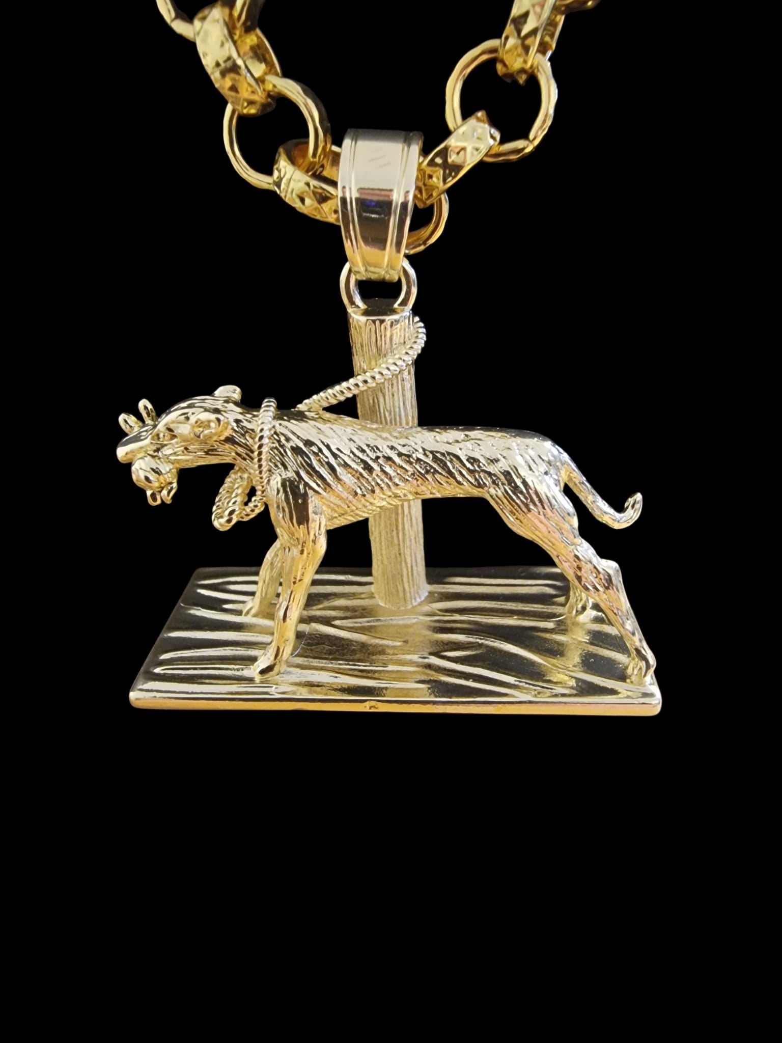 24" Gold Plated Belcher Chain & Lurcher Dog Pendant