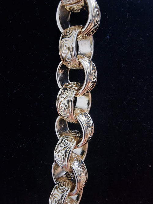 24" (15mm) Xxxl Silver Plated Belcher Chain (Every Link Patterned)