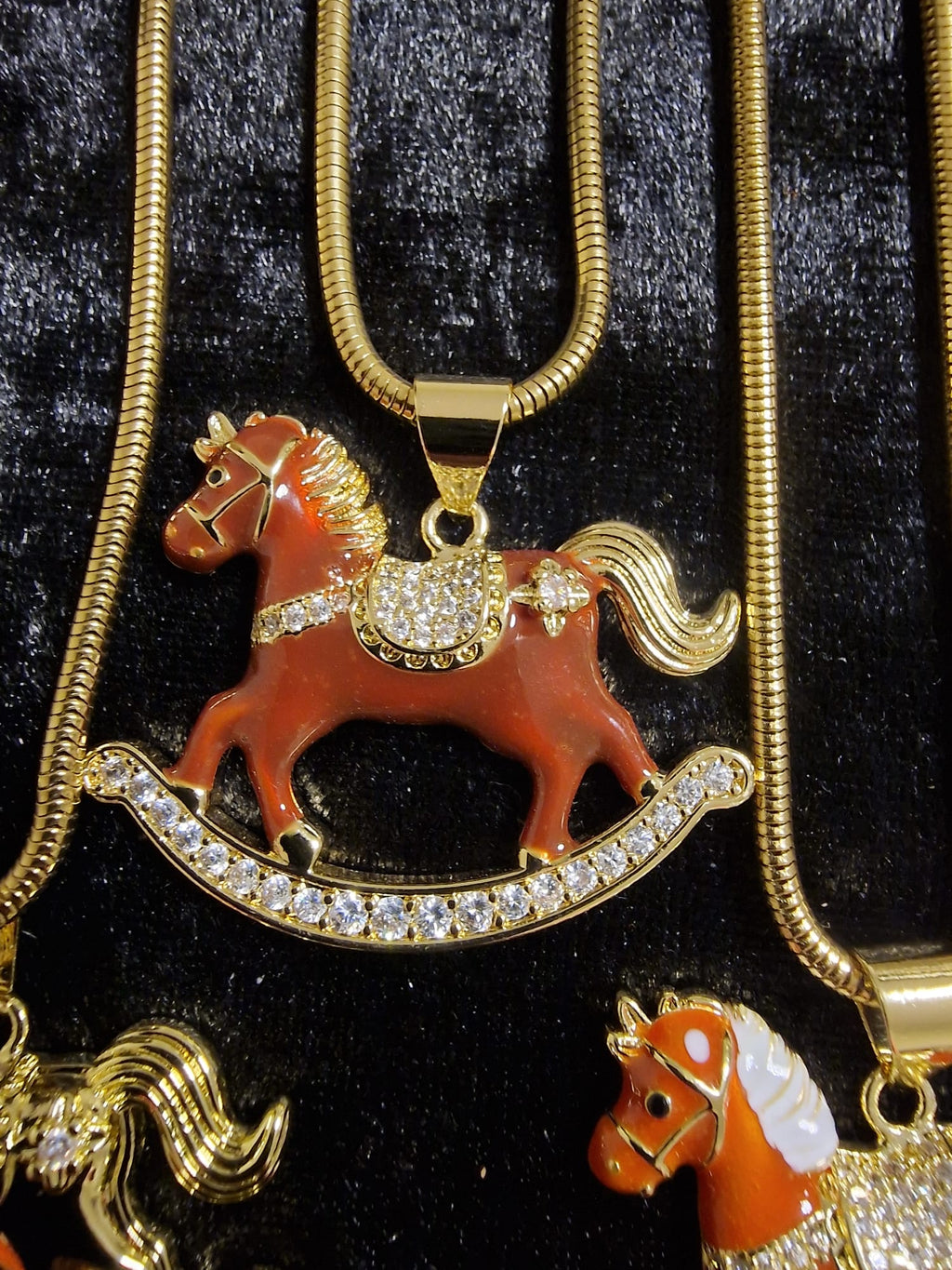 Gold Plated Rocking Horse Pendant Necklace