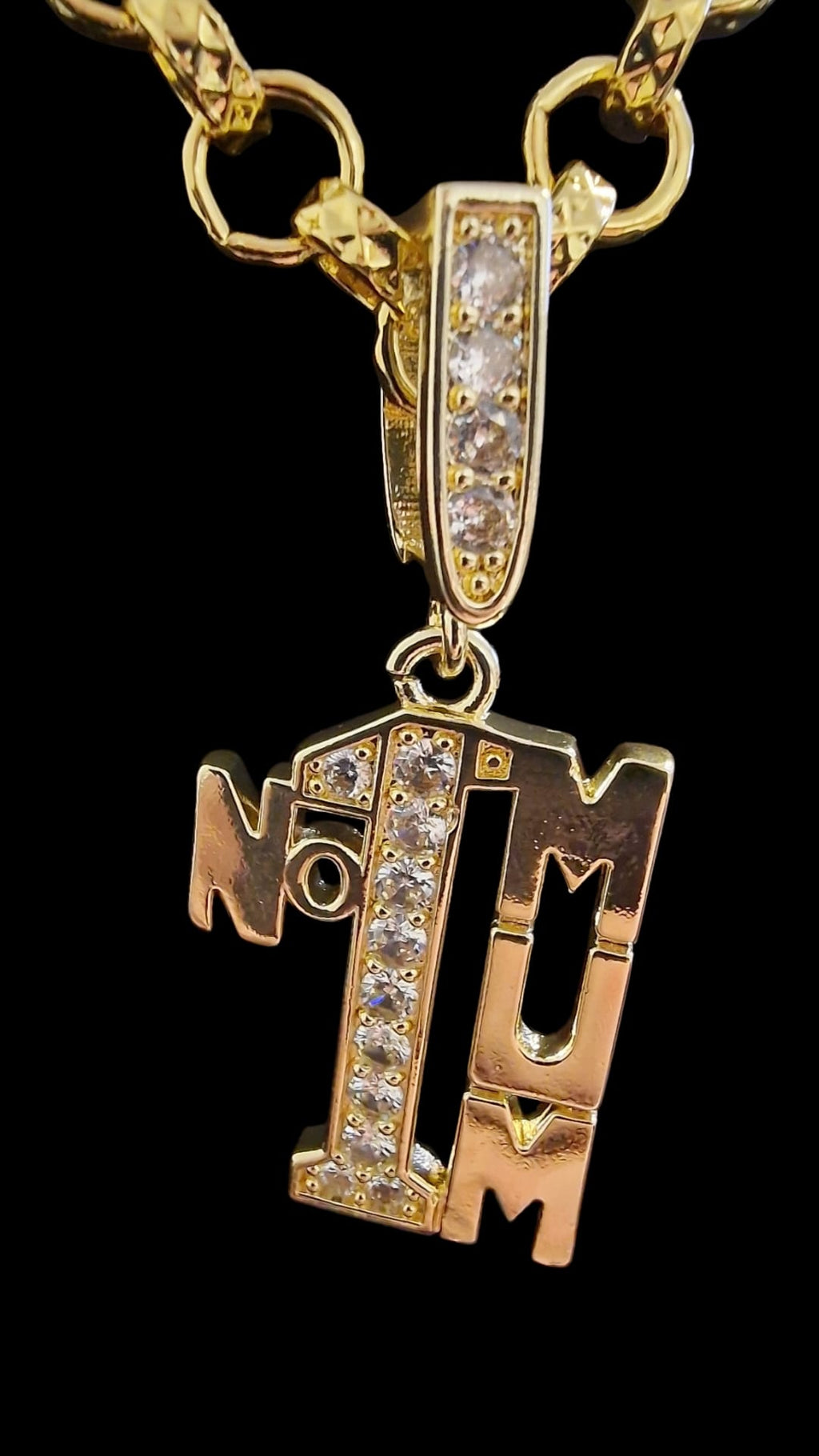 Gold Plated Number 1 Mum Pendant And 24" (9mm) Belcher Chain