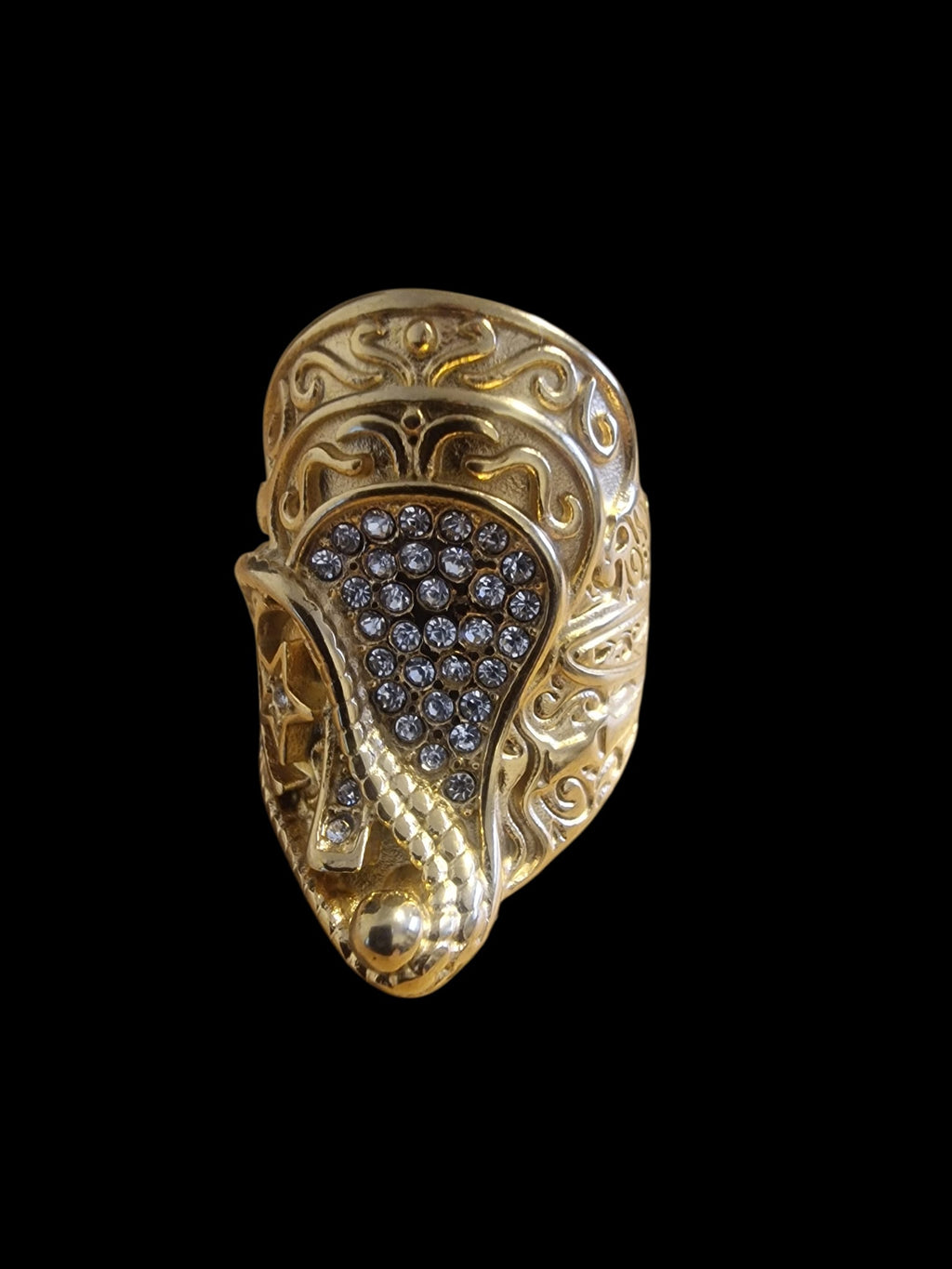 Gold Plated Saddle Ring with Encrusted Stones