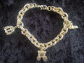 Gold Plated Gypsy Belcher Charm Bracelet Romany Bling Gypsy Wagon , Bird Cage