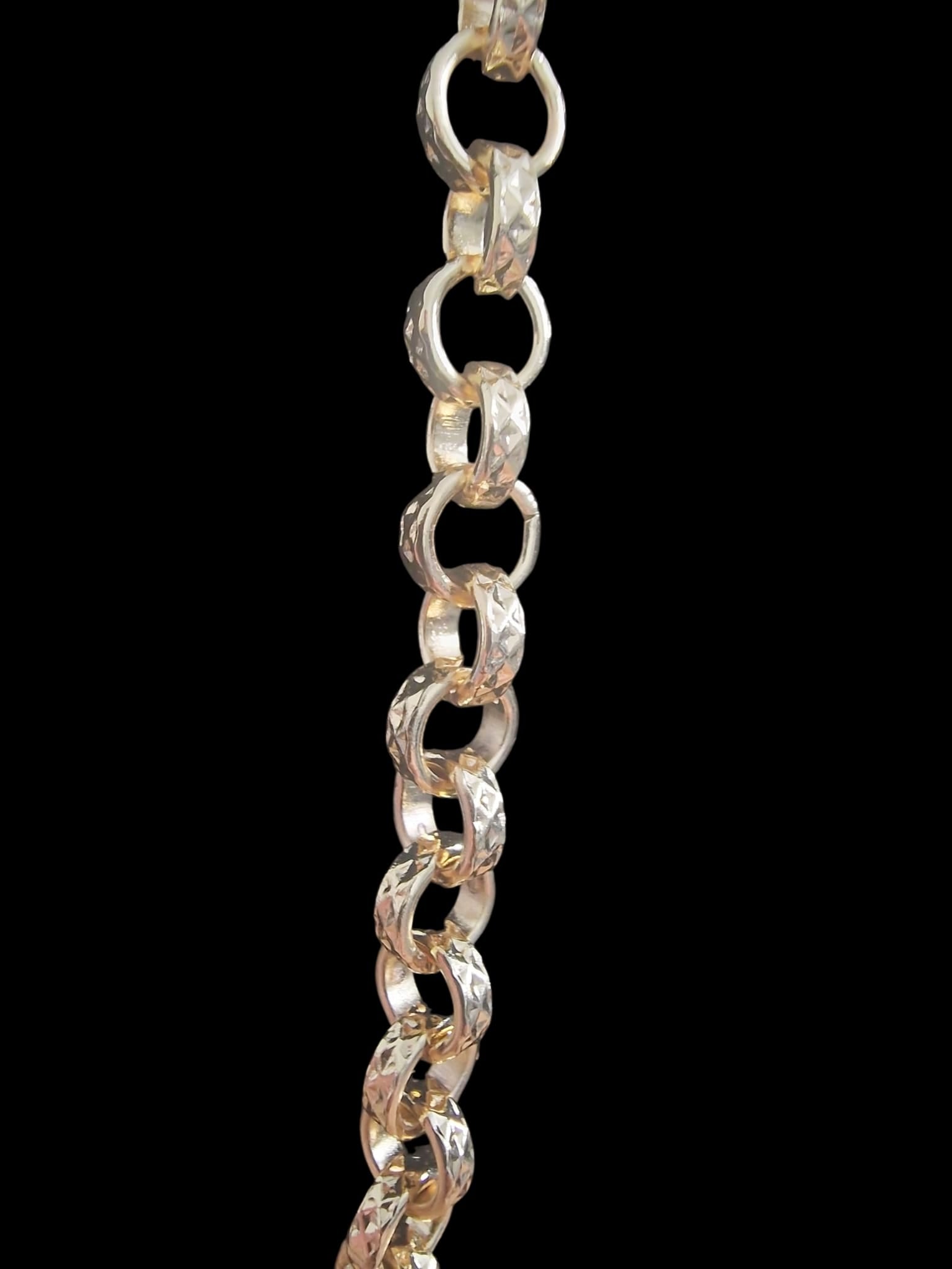 24" (9mm) Gold Plated Patterned Belcher Chain