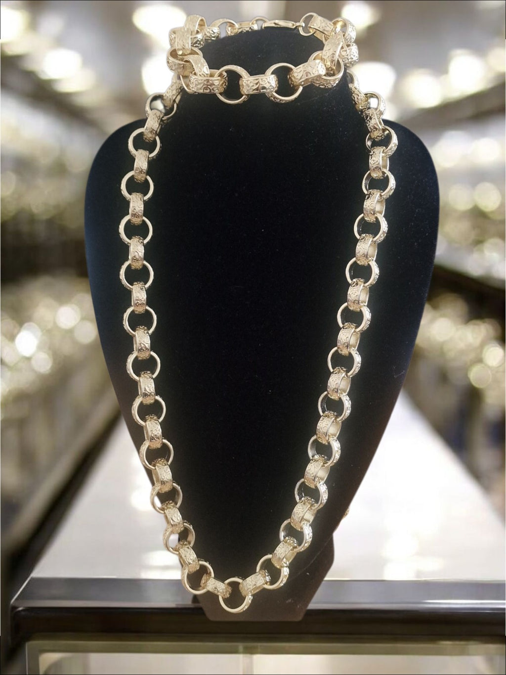 24" (15mm) Gold Plated Belcher Chain & 9 1/2" Matching Bracelet