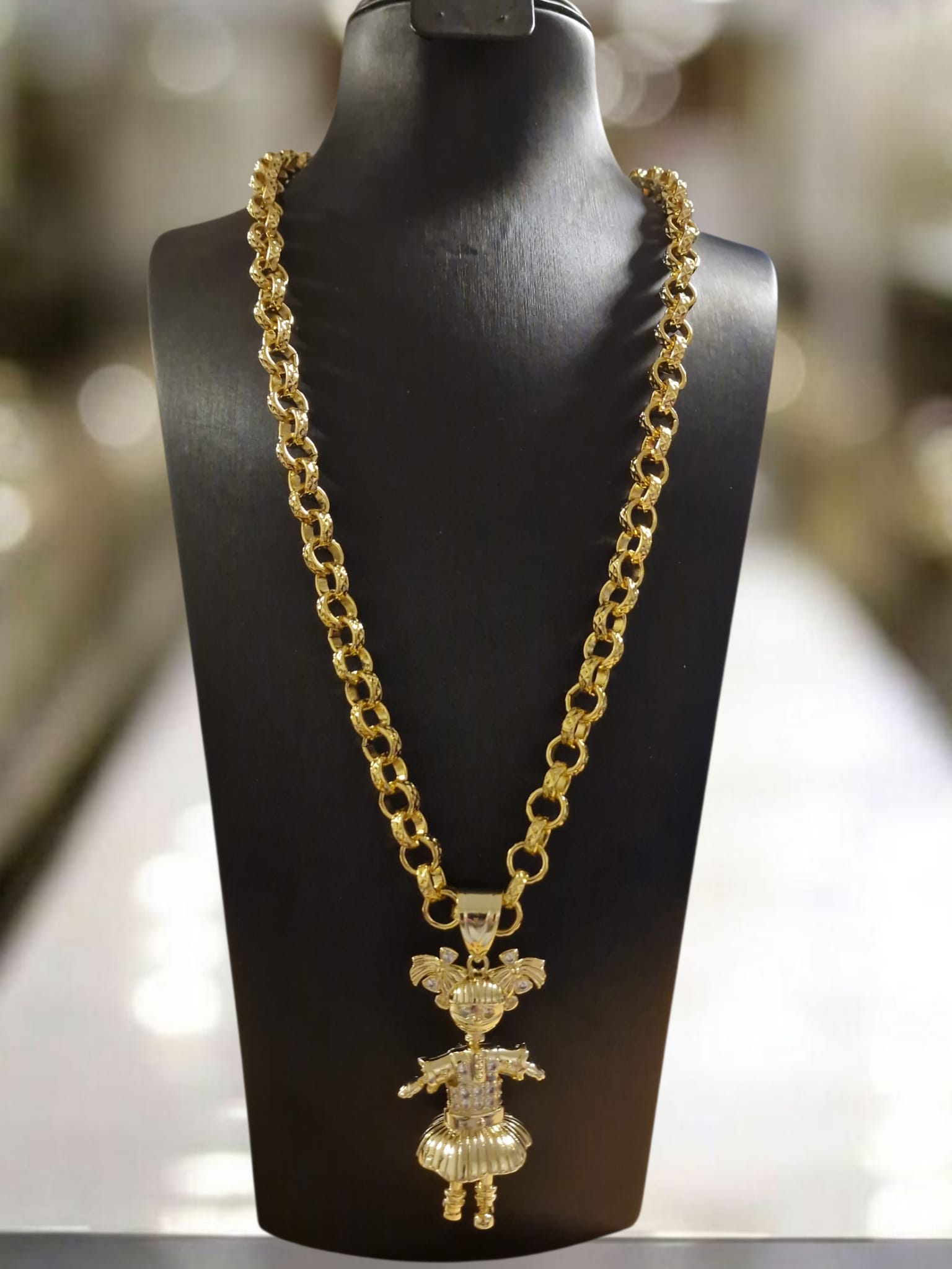 24" (9mm) Gold Plated Belcher Chain & Angelica Pendant