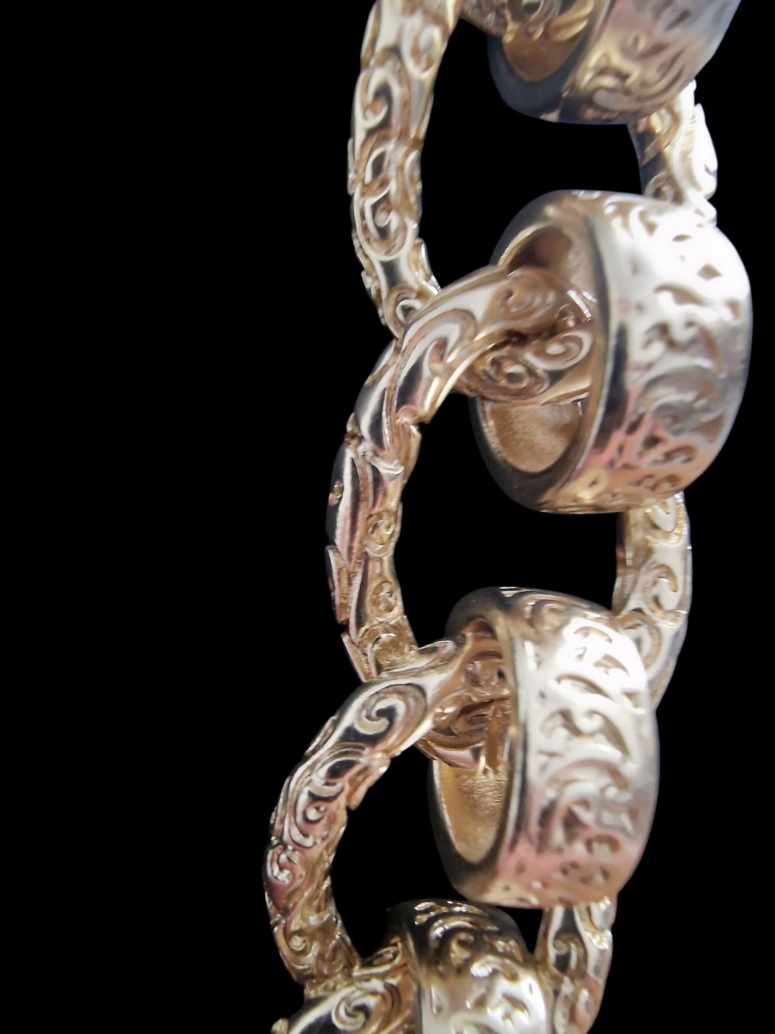 9 1/2" Gold Plated Roller Ball Chain Matching Bracelet