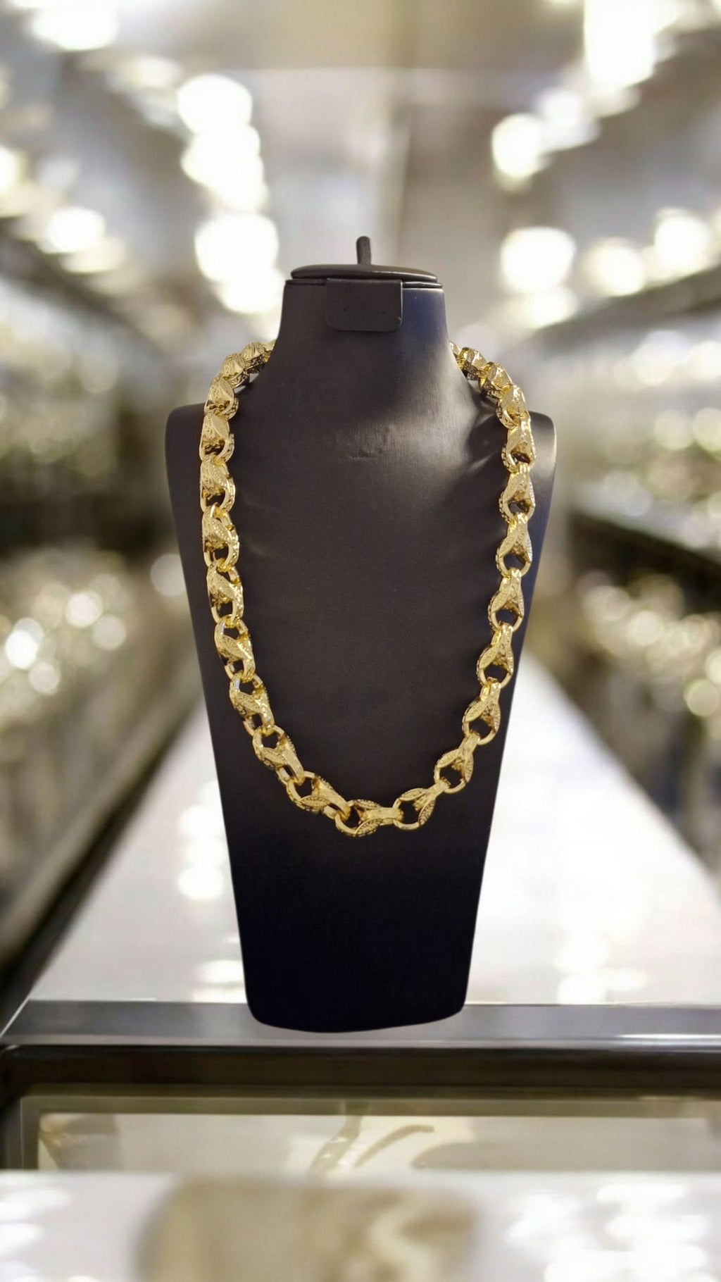 24" (14mm) Gold Plated Tulip Chain (Solid) Albert Clasp, Bracelet Available