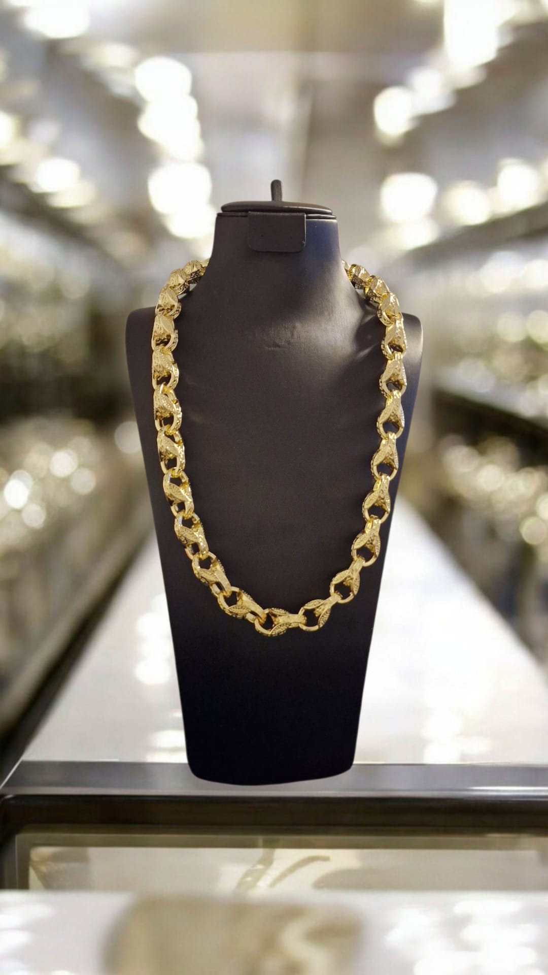 24" (14mm) Gold Plated Tulip Chain (Solid) Albert Clasp, Bracelet Available