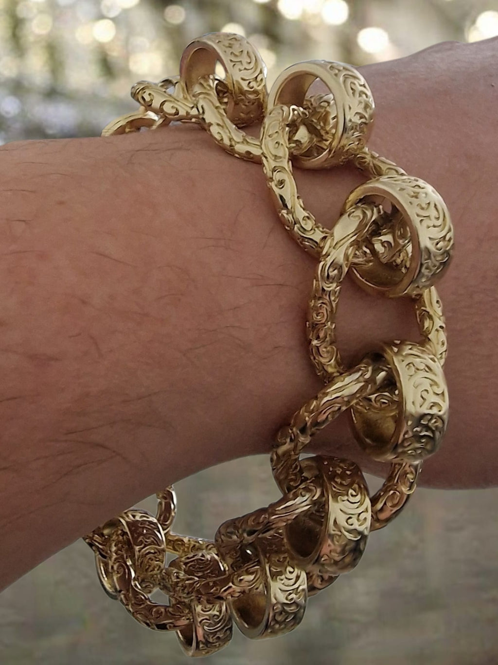 9 1/2" Gold Plated Roller Ball Chain Matching Bracelet