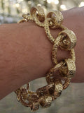 9 1/2" Gold Plated Roller Ball Chain Matching Bracelet
