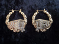 Gold Plated Gypsy Vardo Wagon Earrings – Stone Encrusted Statement Hoops