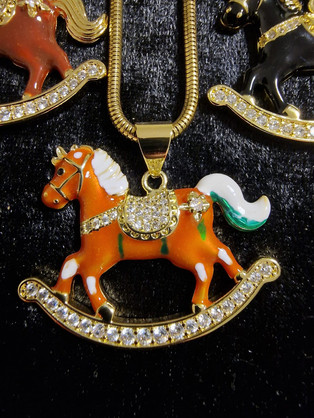 Gold Plated Rocking Horse Pendant Necklace