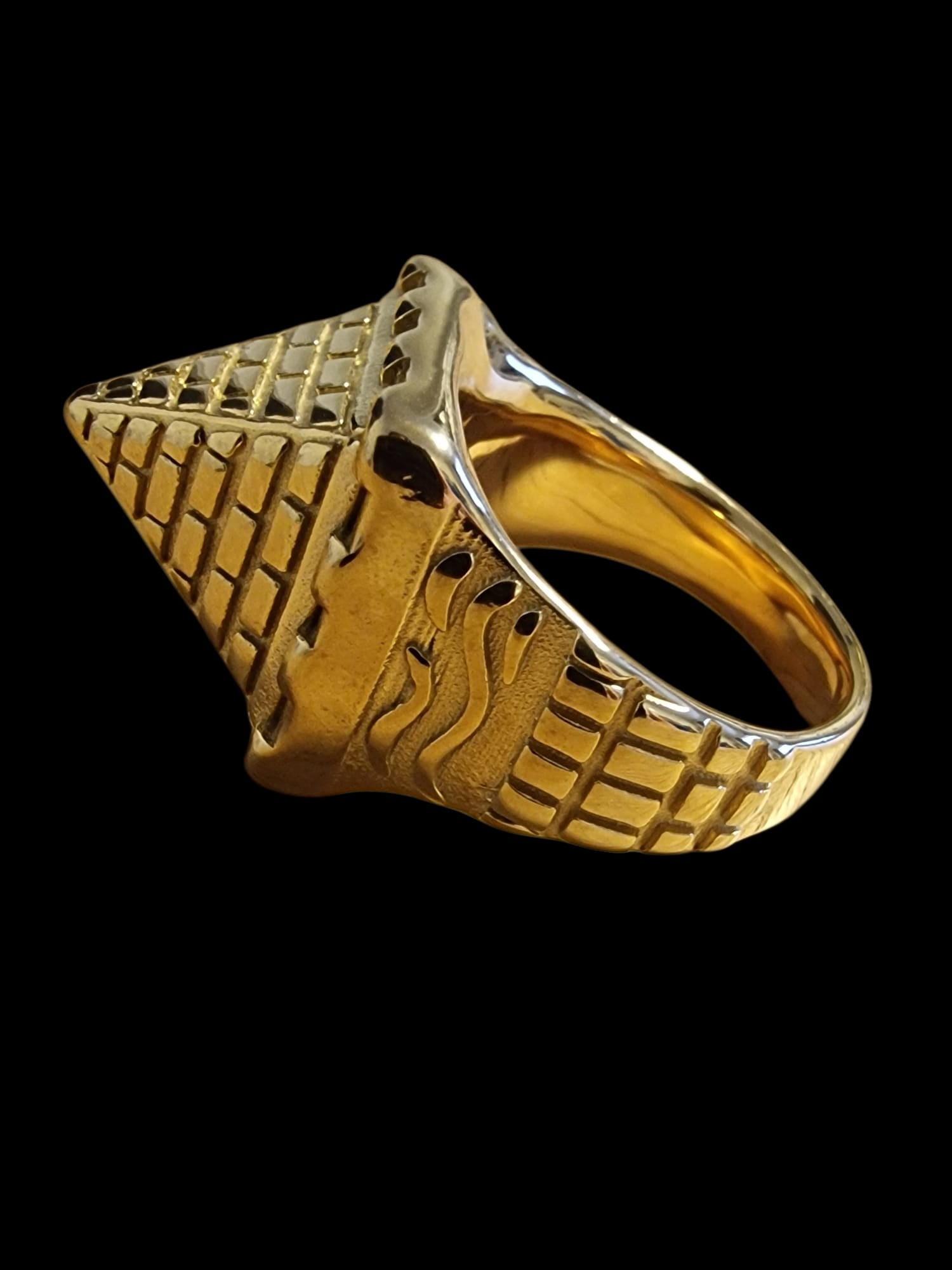 Gold Plated Pyramid Ring