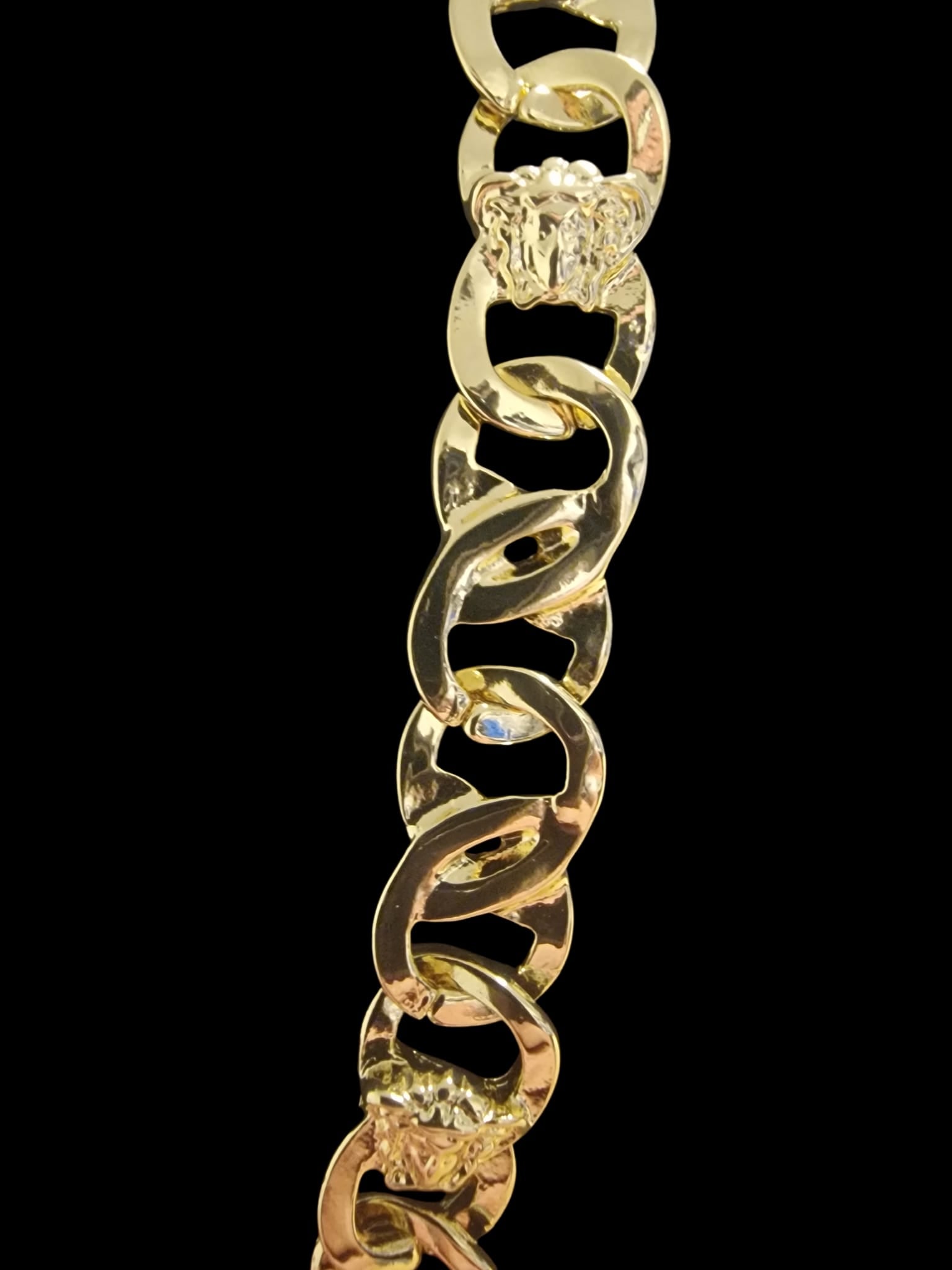 24" Gold Plated Anchor Link Chain & 8 1/2 Matching Bracelet,  Medusa, Romany