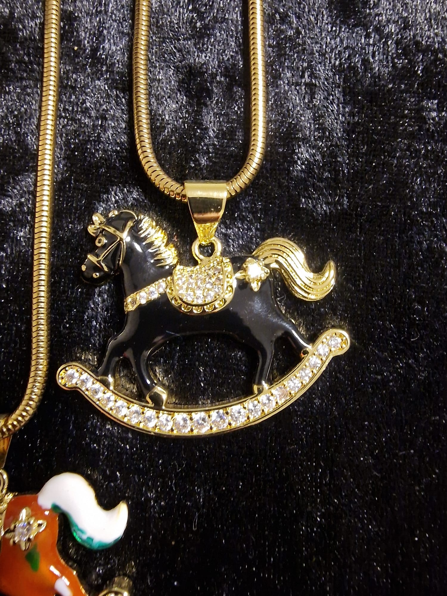 Gold Plated Rocking Horse Pendant Necklace