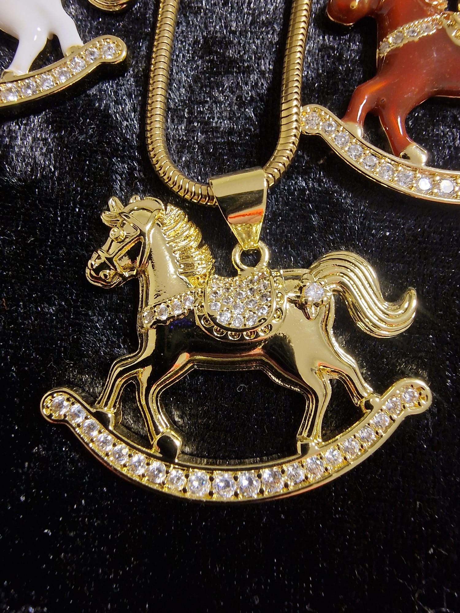 Gold Plated Rocking Horse Pendant Necklace