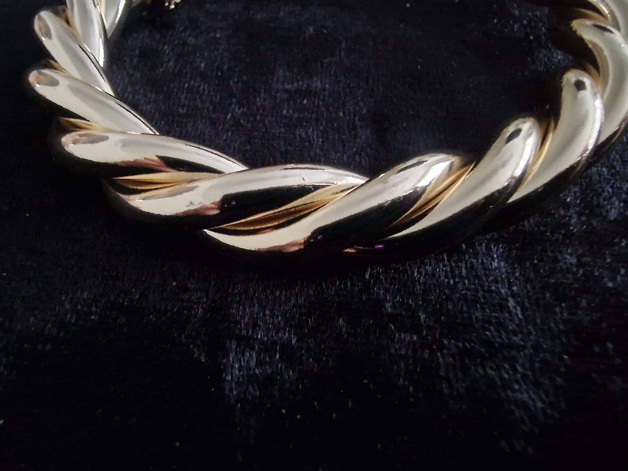 Gold Plated Twisted Torque Bangle – Iced Out Ball Ends (medium and heavy version)