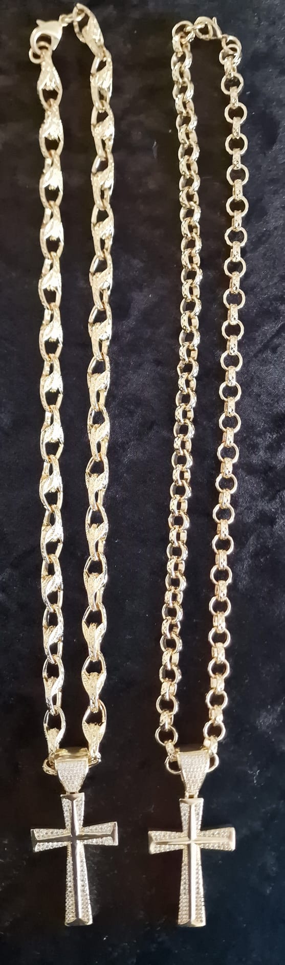 Gold Plated Victorian Cross Pendant | 24" 9mm Belcher or Tulip Chain