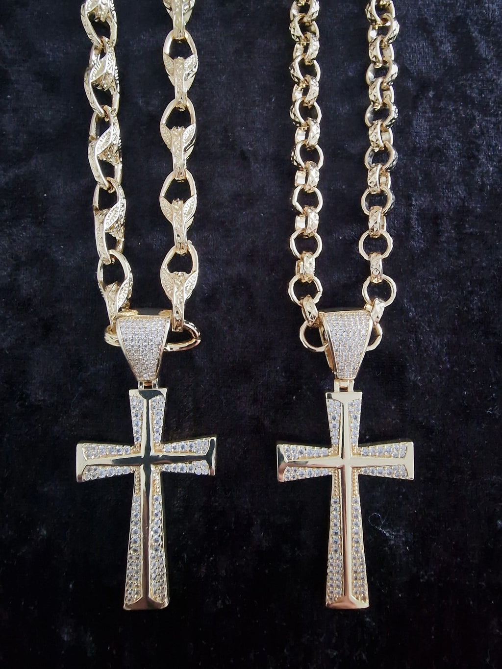 Gold Plated Victorian Cross Pendant | 24" 9mm Belcher or Tulip Chain