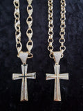 Gold Plated Victorian Cross Pendant | 24" 9mm Belcher or Tulip Chain