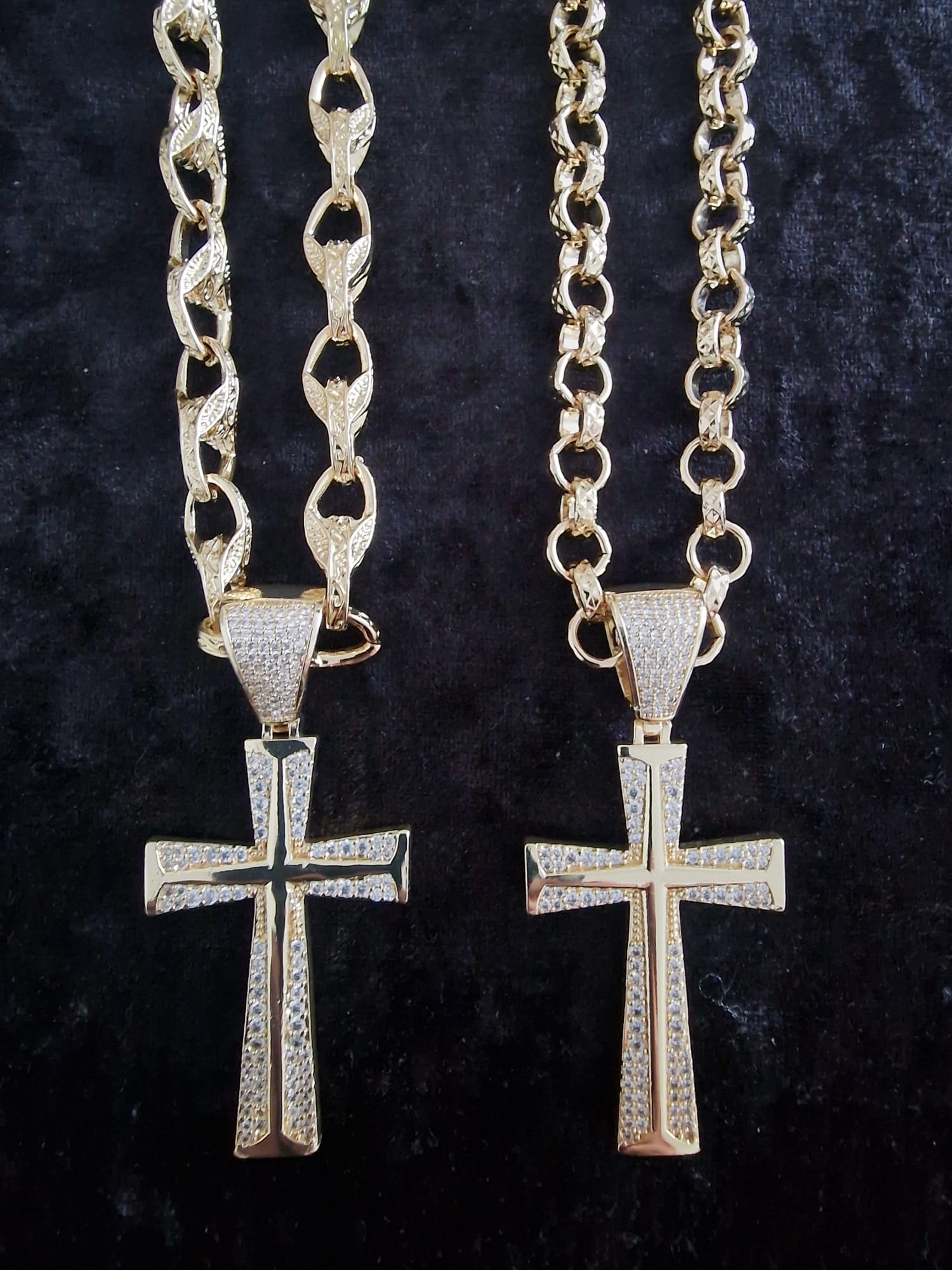 Gold Plated Victorian Cross Pendant | 24" 9mm Belcher or Tulip Chain