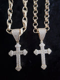 Fully Iced Out Cross Pendant & 24" Gold Plated Chain Set