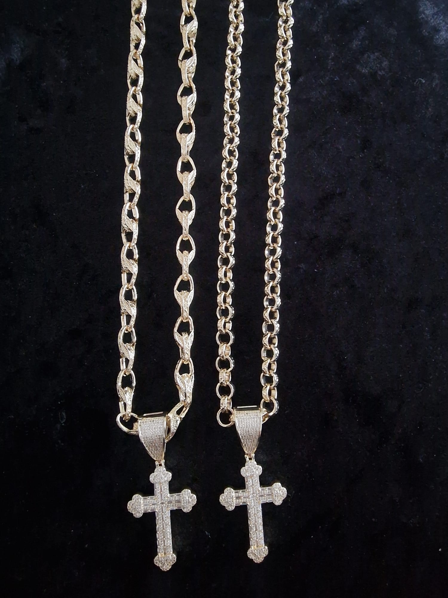 Fully Iced Out Cross Pendant & 24" Gold Plated Chain Set