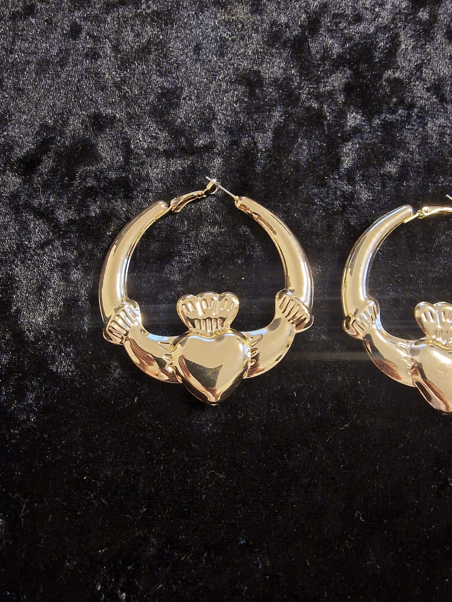 Large Gold Plated Claddagh Hoop Earrings — 60mm