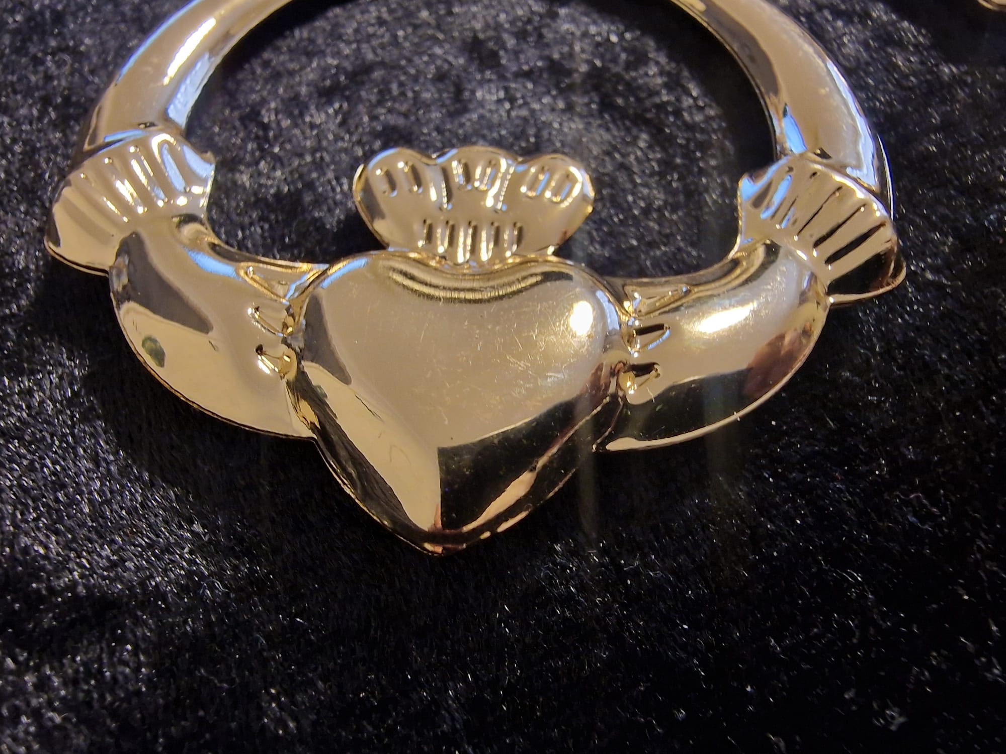 Large Gold Plated Claddagh Hoop Earrings — 60mm