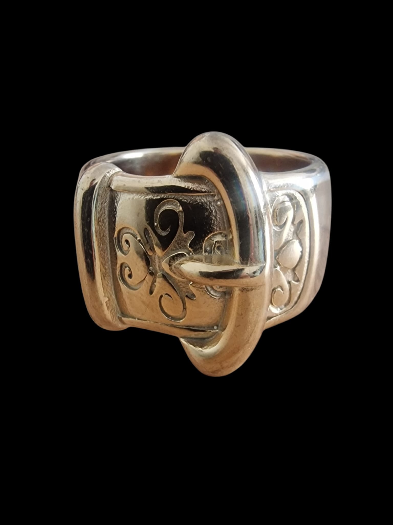 Men's Gold Plated Buckle Ring