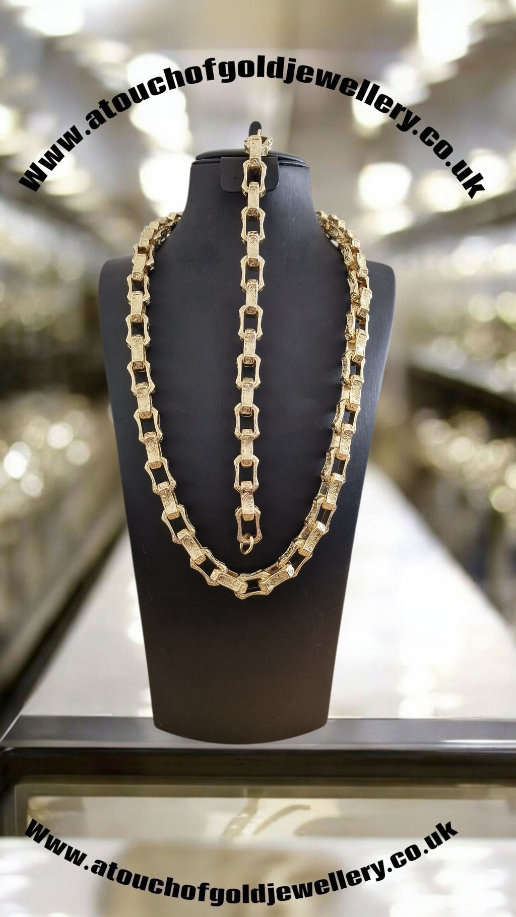12mm Gold Plated Gypsy Box Link Chain & Bracelet