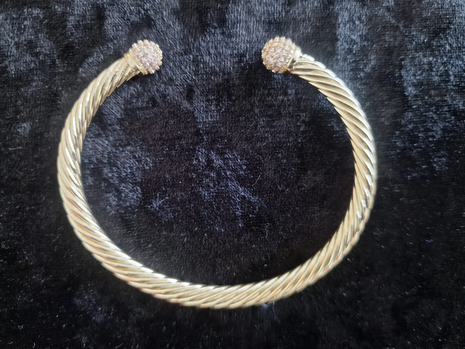 Gold Plated Crystal Torque Bangle, light weight version, clear, light pink or purple