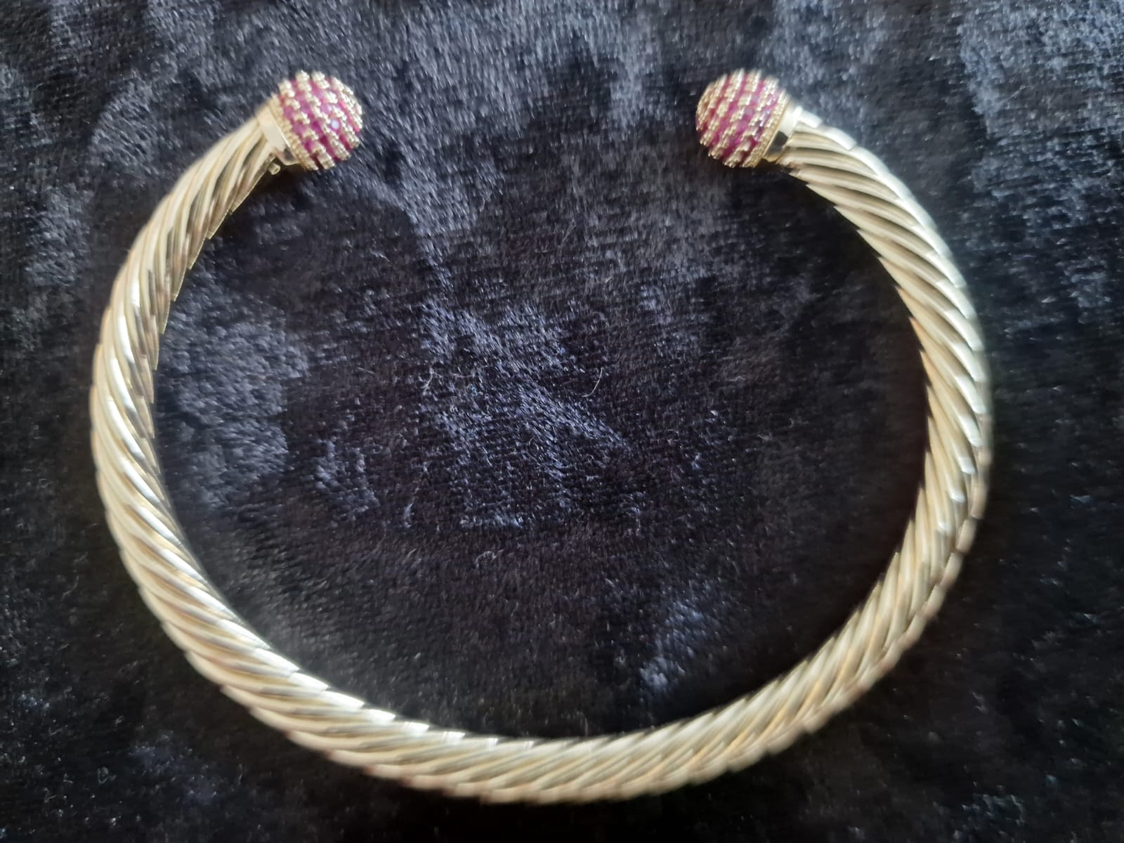 Gold Plated Crystal Torque Bangle, light weight version, clear, light pink or purple