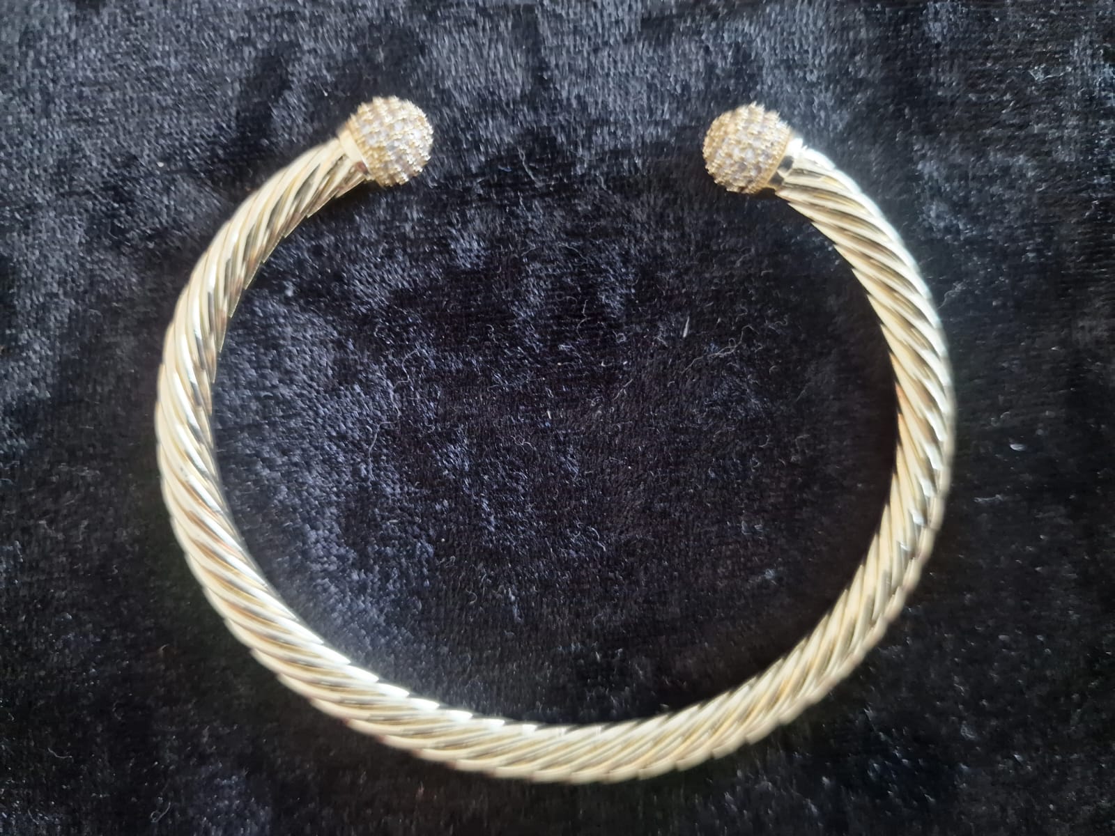 Gold Plated Crystal Torque Bangle, light weight version, clear, light pink or purple