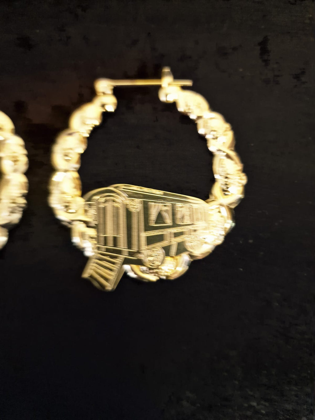 14k yellow gold plated hoop gypsy wagon earrings, vardo 45mm