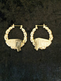 14k yellow gold plated hoop gypsy wagon earrings, vardo 45mm