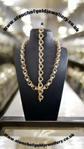 Gold Plated Heart Belcher Chain & Bracelet Set | 13mm Albert Clasp